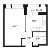 1-комнатная квартира 34,94 м²