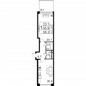 2-комнатная квартира 58,3 м²