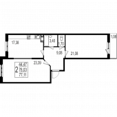 2-комнатная квартира 77.11 м²