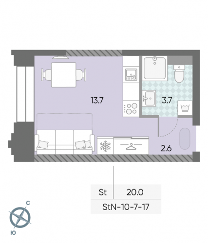 Студия, 20 м²