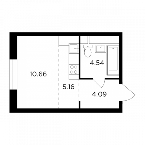 Студия, 24.45 м²