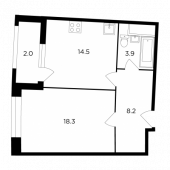 1-комнатная квартира 46,8 м²