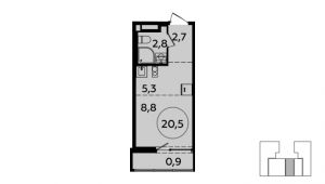 1-комнатная квартира 20,5 м²