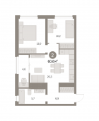 2-комнатная квартира 60,62 м²