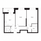 2-комнатная квартира 62,11 м²