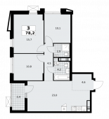 3-комнатная квартира 78,2 м²