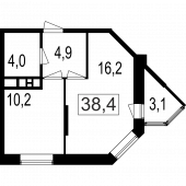 2-комнатная квартира 35,3 м²