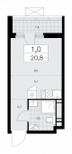 1-комнатная квартира 20,8 м²