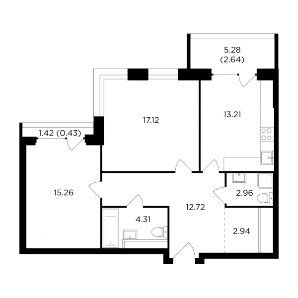 2 комнаты до 71.59