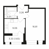 1-комнатная квартира 34,1 м²