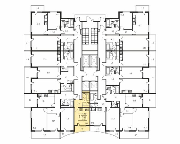 1-комнатная, квартира, 19.9 м²