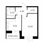1-комнатная квартира 36,5 м²