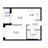 2-комнатная квартира 41,97 м²