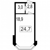 1-комнатная квартира 24,7 м²