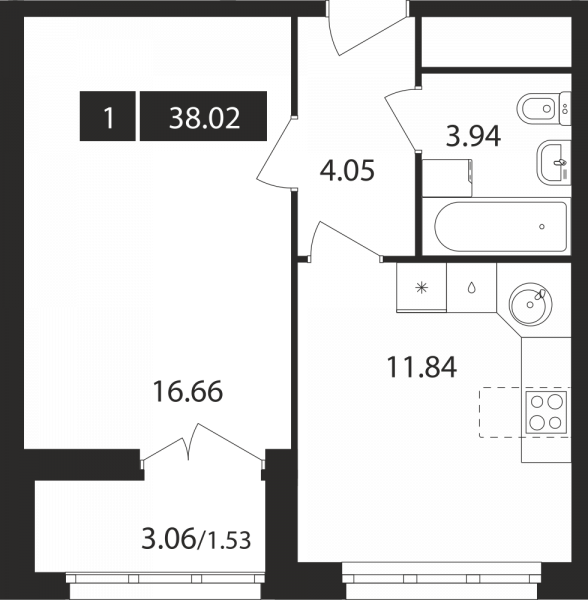 1 комната до 38.02