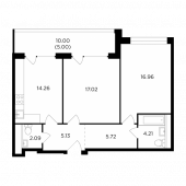 2-комнатная квартира 70,39 м²