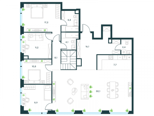 Многокомнатная, квартира, 245.5 м²