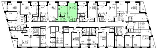 1-комнатная квартира 46,8 м²