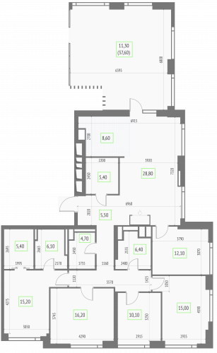 Многокомнатная, квартира, 161.4 м²