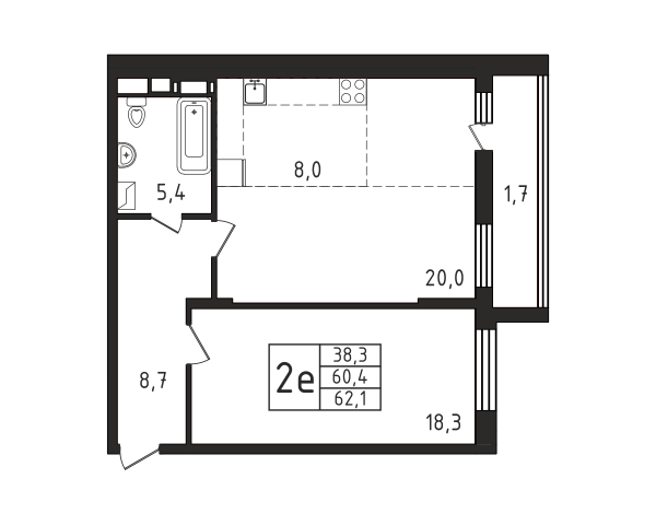 1 комната до 62.1