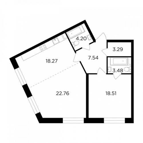 2-комнатная, 78.05 м²