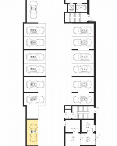 Машиноместа, 17.4 м²