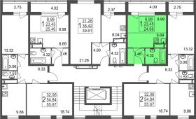 1-комнатная квартира 24,68 м²