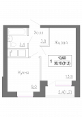 1-комнатная квартира 31,3 м²