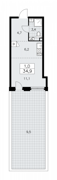 1 комната до 34.9