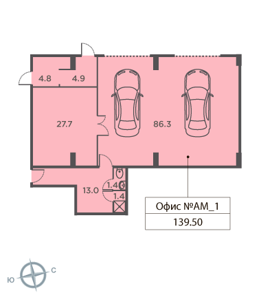 1-комнатная, квартира, 139.5 м²