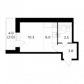 1-комнатная квартира 25,6 м²