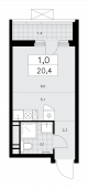 1-комнатная квартира 20,4 м²