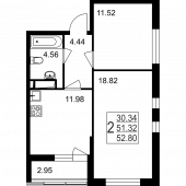 2-комнатная квартира 52,8 м²