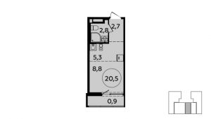1-комнатная квартира 20,5 м²