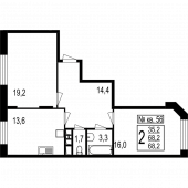 2-комнатная квартира 68,2 м²
