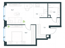 2-комнатная квартира 44,3 м²