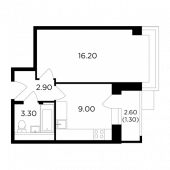 1-комнатная квартира 32,7 м²