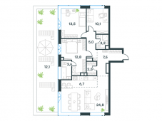 4-комнатная квартира 100,9 м²