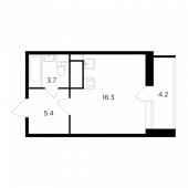 1-комнатная квартира 27,43 м²