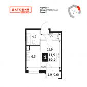 1-комнатная квартира 26,5 м²