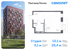 1-комнатная квартира 25,4 м²