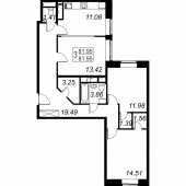 3-комнатная квартира 81.95 м²