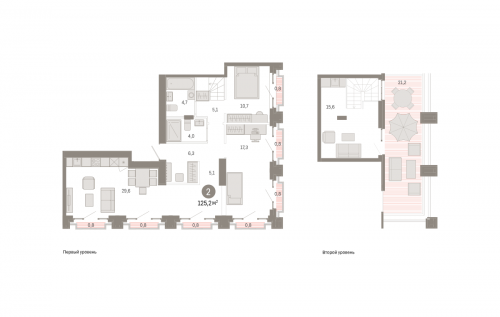 2-комнатная, квартира, 125.2 м²