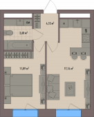 1-комнатная квартира 36,35 м²