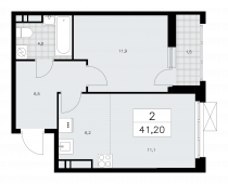 2-комнатная квартира 41,2 м²