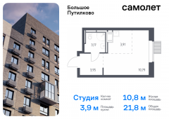 1-комнатная квартира 21,82 м²