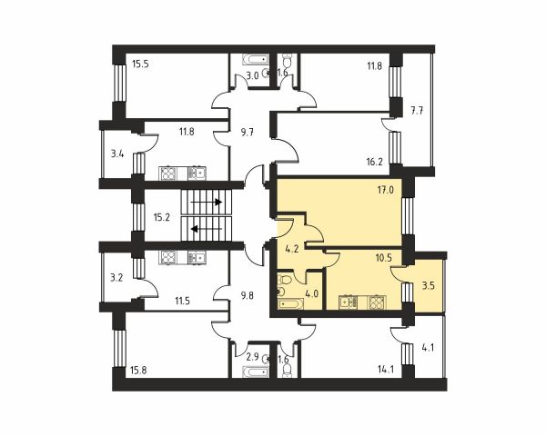 3 комнаты до 68.3