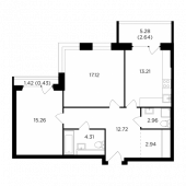 2-комнатная квартира 71,59 м²