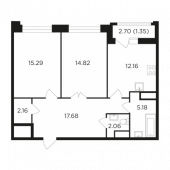 2-комнатная квартира 70,7 м²