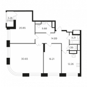 3-комнатная квартира 106,76 м²
